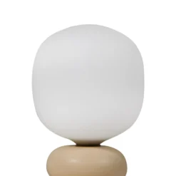 Lucande lámpara de mesa Fidelo, blanco/amarillo, 38 cm, vidrio, cerámica
