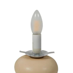 Lucande lámpara de mesa Fidelo, blanco/amarillo, 38 cm, vidrio, cerámica