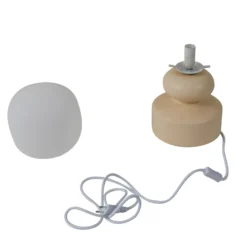 Lucande lámpara de mesa Fidelo, blanco/amarillo, 38 cm, vidrio, cerámica