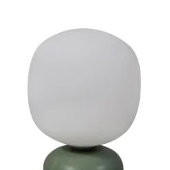 Lucande lámpara de mesa Fidelo, blanco/verde, 38 cm, vidrio, cerámica