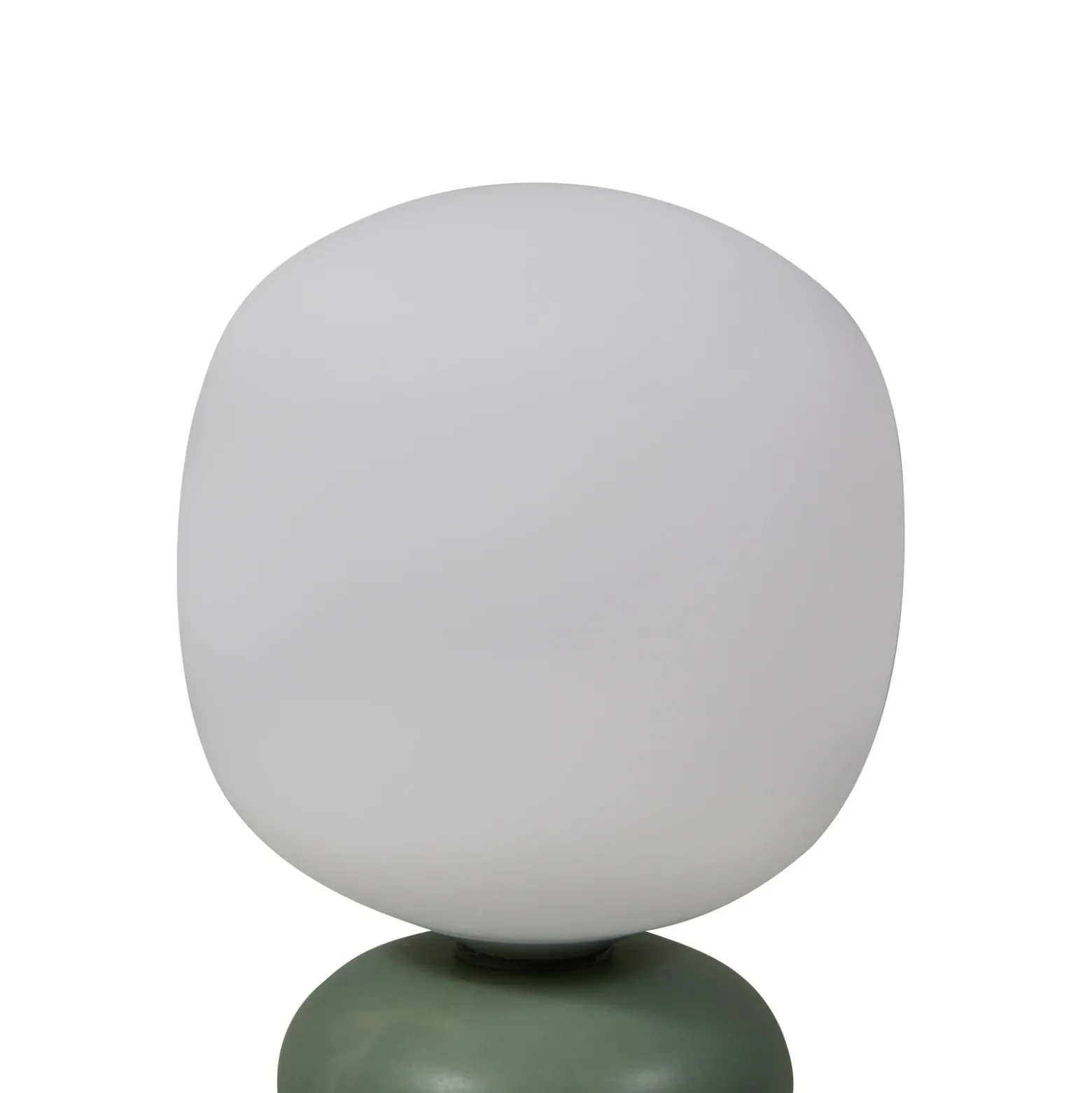Lucande lámpara de mesa Fidelo, blanco/verde, 38 cm, vidrio, cerámica
