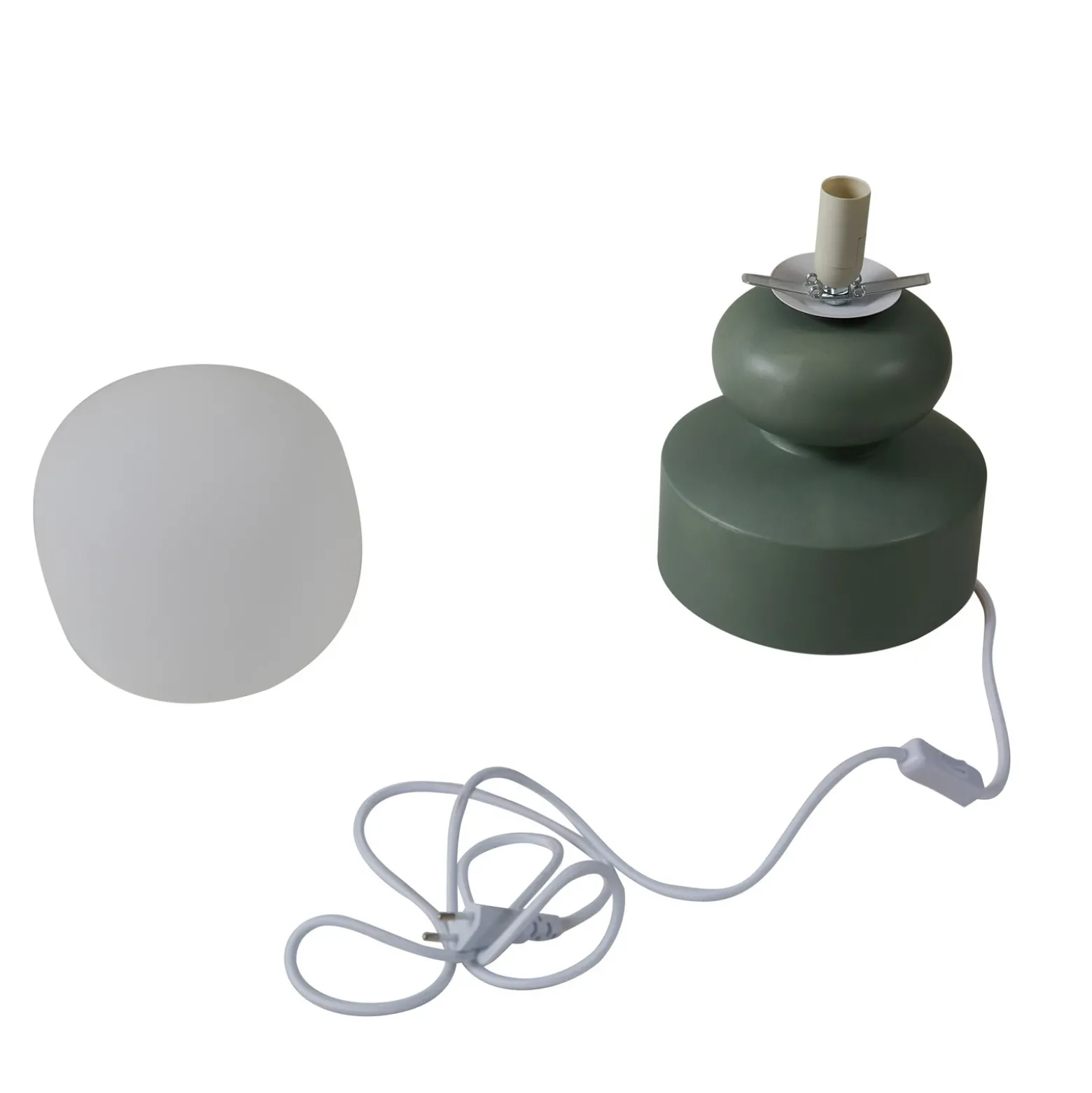 Lucande lámpara de mesa Fidelo, blanco/verde, 38 cm, vidrio, cerámica