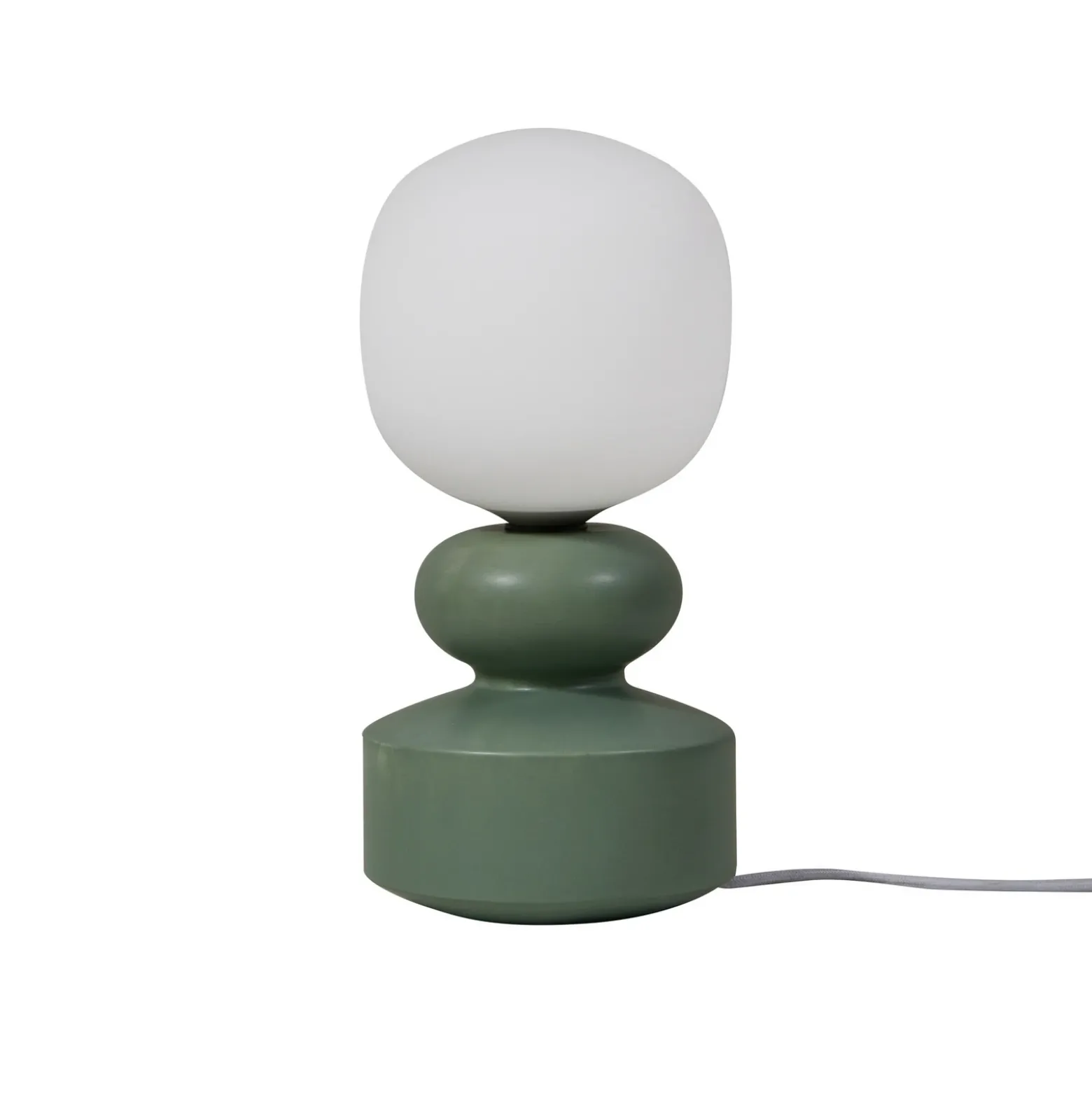 Lucande lámpara de mesa Fidelo, blanco/verde, 38 cm, vidrio, cerámica