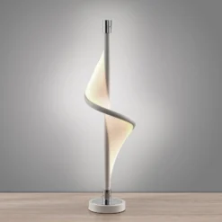 Lucande Lámpara de mesa LED Edano, 60 cm, blanca, textil, atenuable