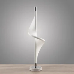Lucande Lámpara de mesa LED Edano, 60 cm, blanca, textil, atenuable