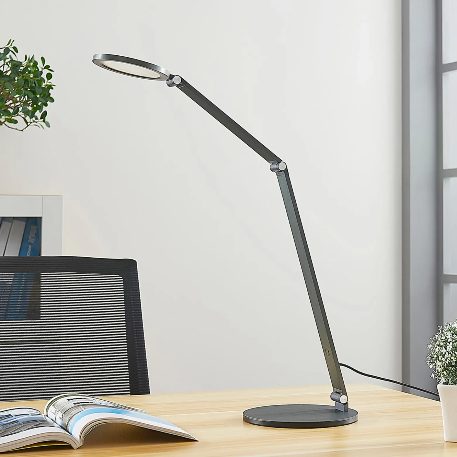 Lucande Lámpara de mesa LED Mion, 41 cm, redonda, atenuable