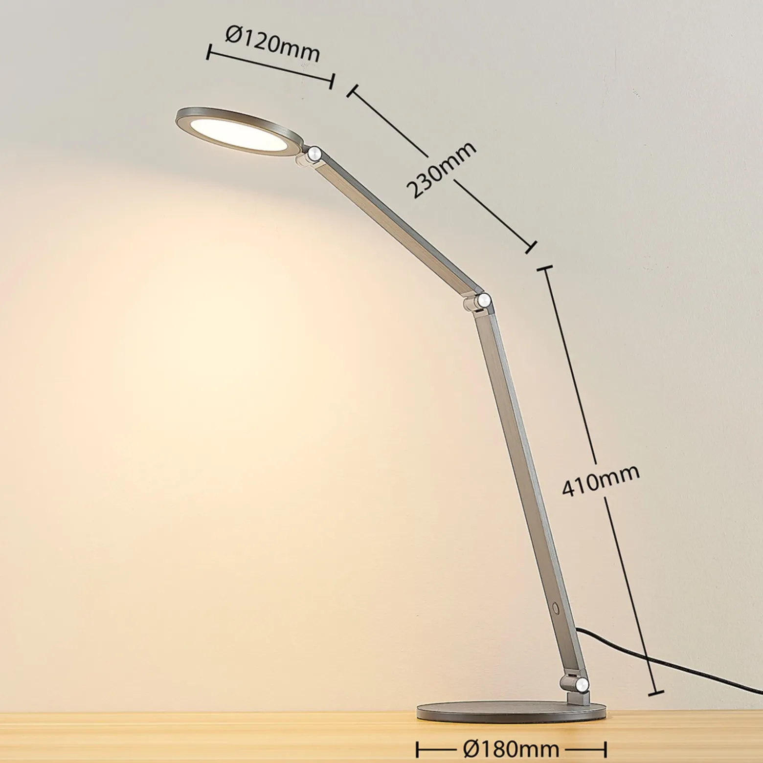 Lucande Lámpara de mesa LED Mion, 41 cm, redonda, atenuable