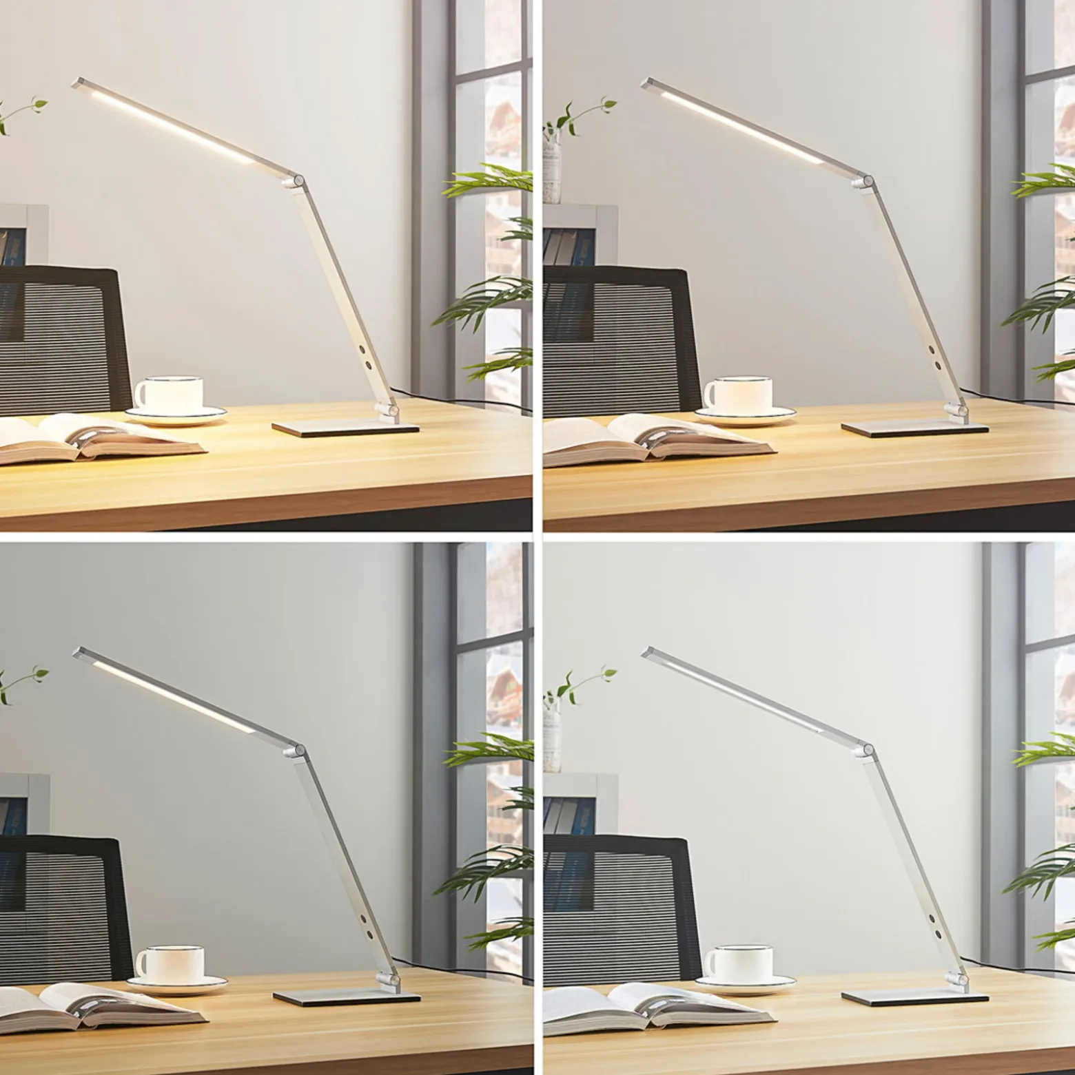 Lucande lámpara de mesa LED Nicano, gris, metal, atenuable.