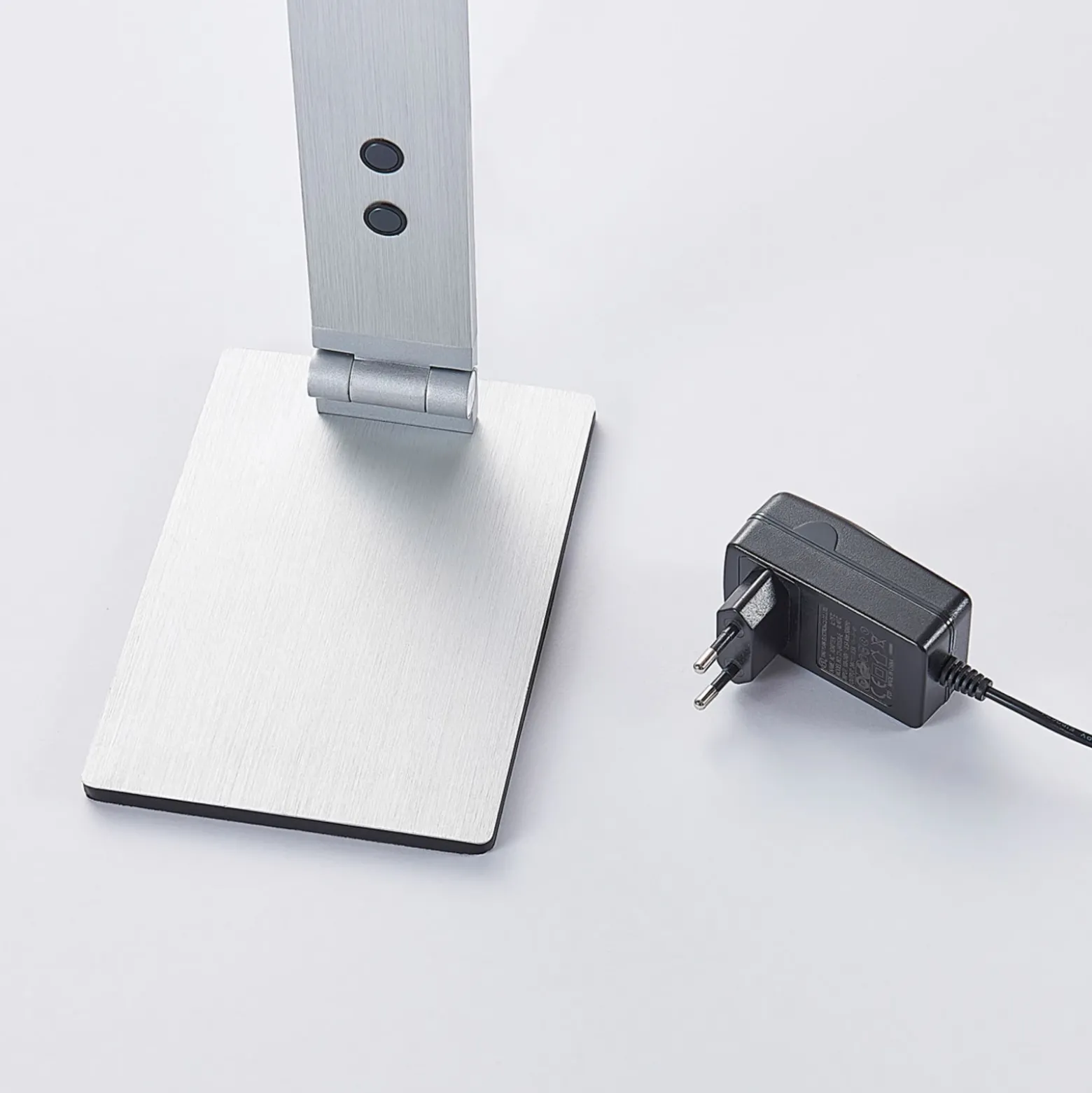 Lucande lámpara de mesa LED Nicano, gris, metal, atenuable.