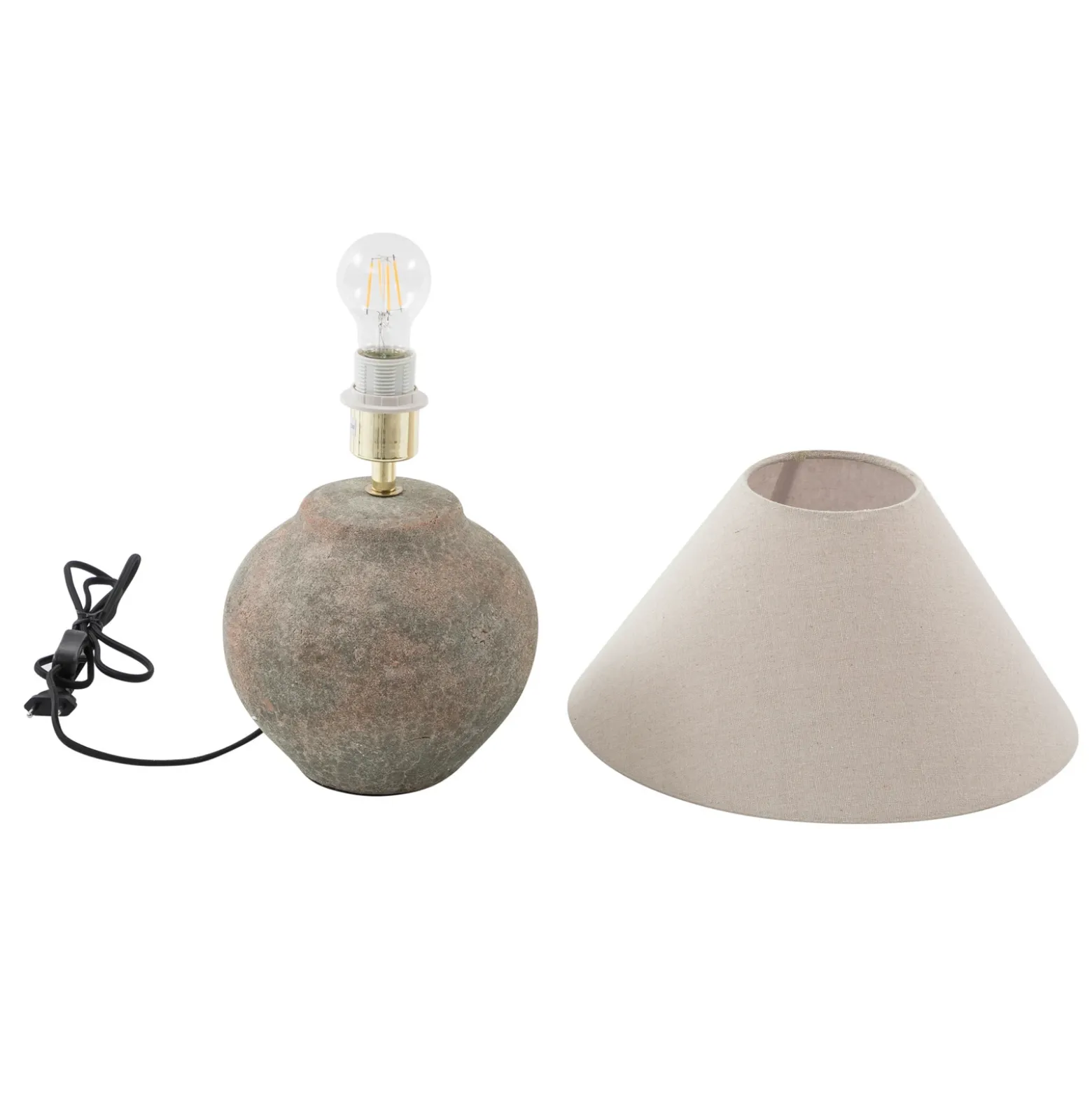 Lucande lámpara de mesa Thalorin, altura 39 cm, marrón, cerámica