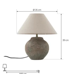 Lucande lámpara de mesa Thalorin, altura 39 cm, marrón, cerámica