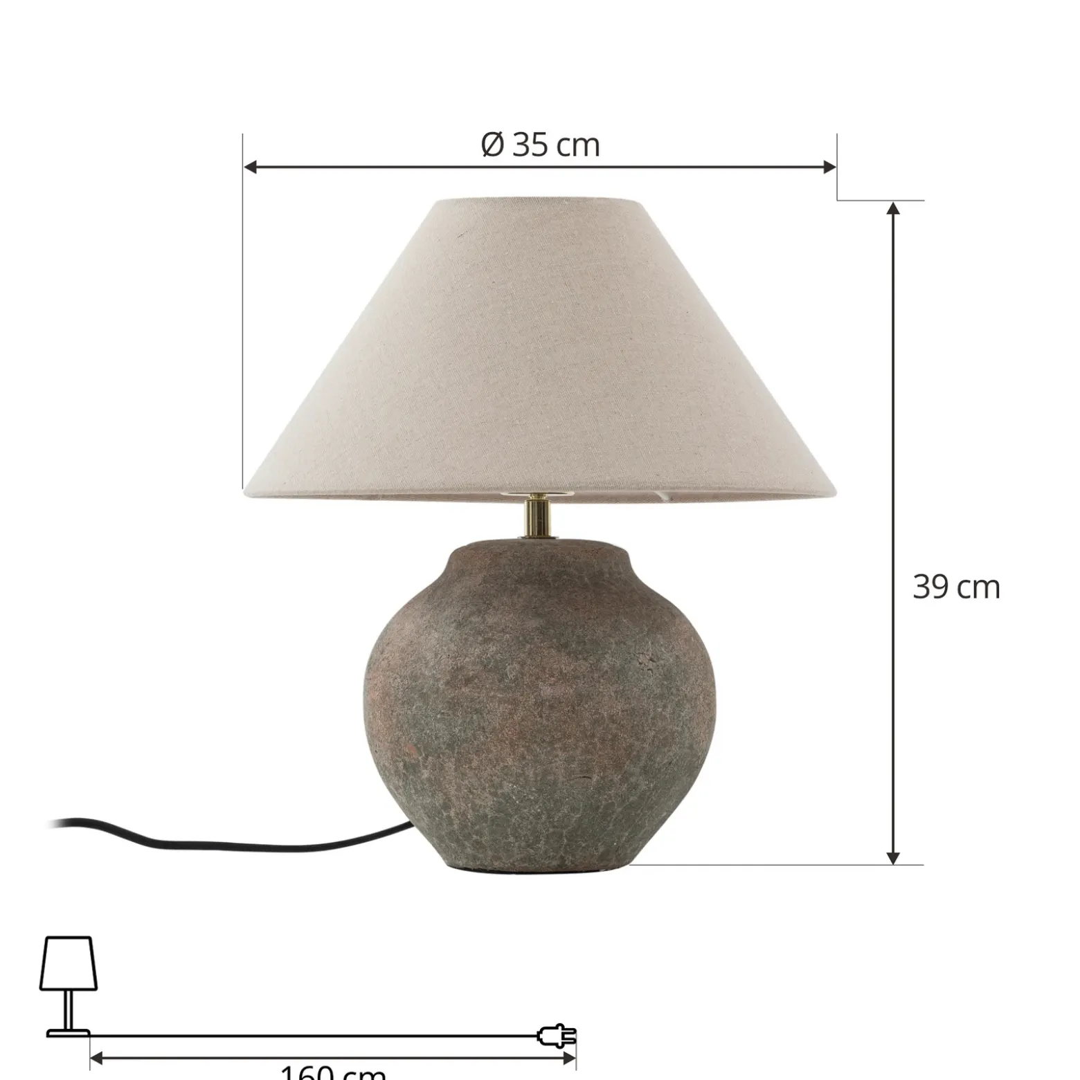 Lucande lámpara de mesa Thalorin, altura 39 cm, marrón, cerámica