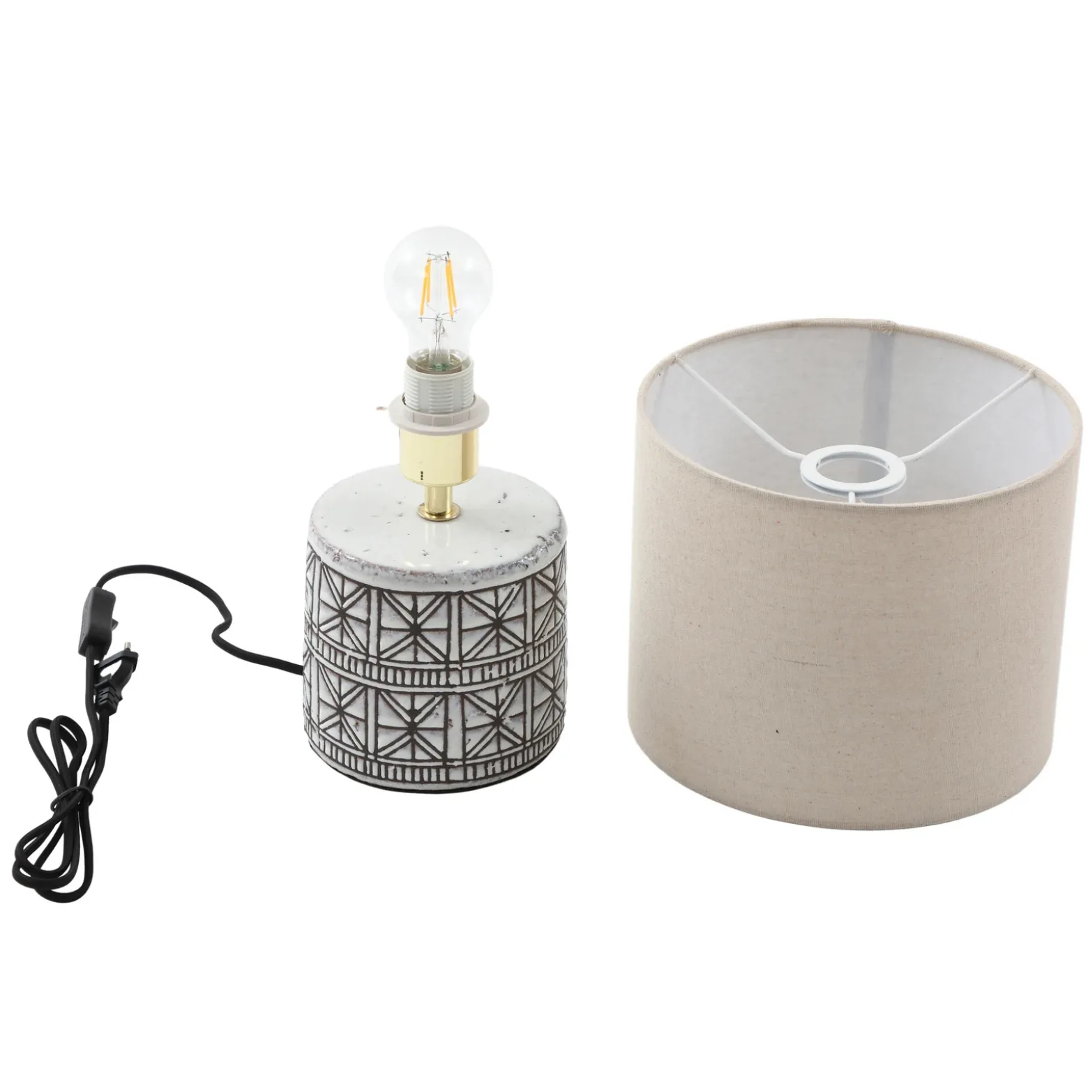 Lucande lámpara de mesa Thalorin, 36,5cm, blanco/negro, cerámica