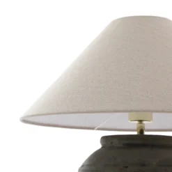 Lucande lámpara de mesa Thalorin, altura 46 cm, gris, cerámica