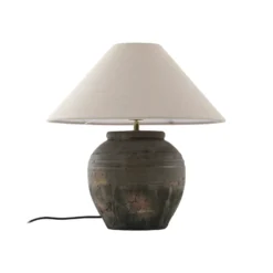 Lucande lámpara de mesa Thalorin, altura 46 cm, gris, cerámica