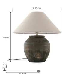 Lucande lámpara de mesa Thalorin, altura 46 cm, gris, cerámica