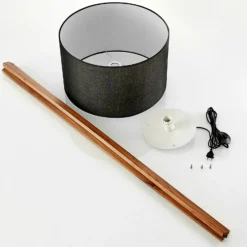 Lucande lámpara de pie Auriane, trípode, negro, tela, 160 cm