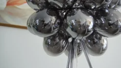 Lucande Lámpara de pie Diborah, gris humo, cristal, 150 cm, G9