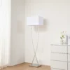 Lucande lámpara de pie Evaine, cromo/blanco, metal, 157 cm, E27