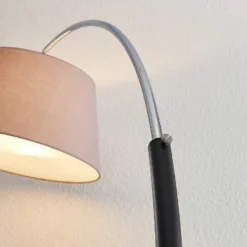 Lucande Lámpara de pie Evelyna, gris/negro, metal, 192 cm