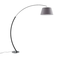 Lucande Lámpara de pie Evelyna, gris/negro, metal, 192 cm