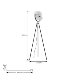 Lucande Lámpara de pie Helva, 150 cm, blanco/negro, giratoria