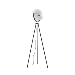 Lucande Lámpara de pie Helva, 150 cm, blanco/negro, giratoria