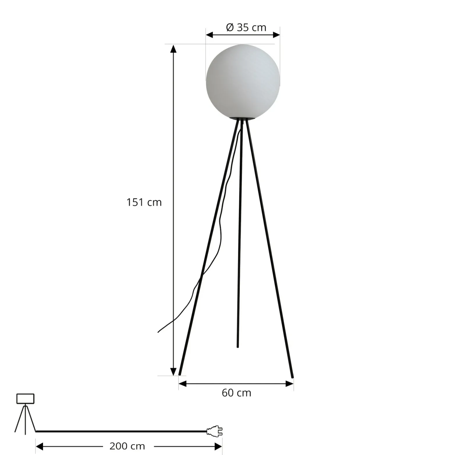 Lucande lámpara de pie Kestralia, blanco, cristal, Ø 35 cm, E27