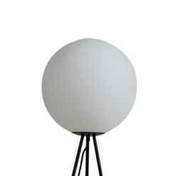 Lucande lámpara de pie Kestralia, blanco, cristal, Ø 35 cm, E27