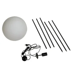 Lucande lámpara de pie Kestralia, blanco, cristal, Ø 35 cm, E27