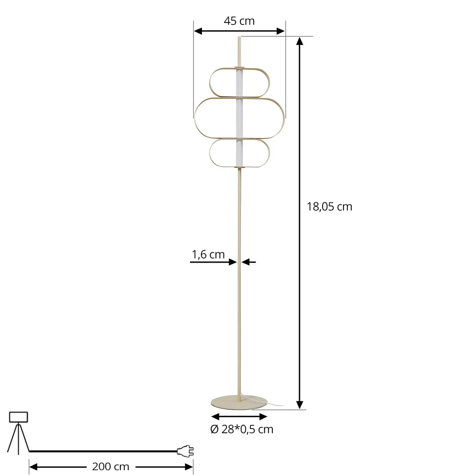 Lucande Lámpara de pie LED Audrina, beige, metal, atenuable