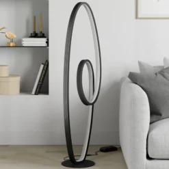 Lucande Lámpara de pie LED Bronwyn, 122cm, antracita, aluminio