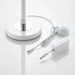 Lucande Lámpara de pie LED Edano, 154 cm, blanca, textil, atenuable