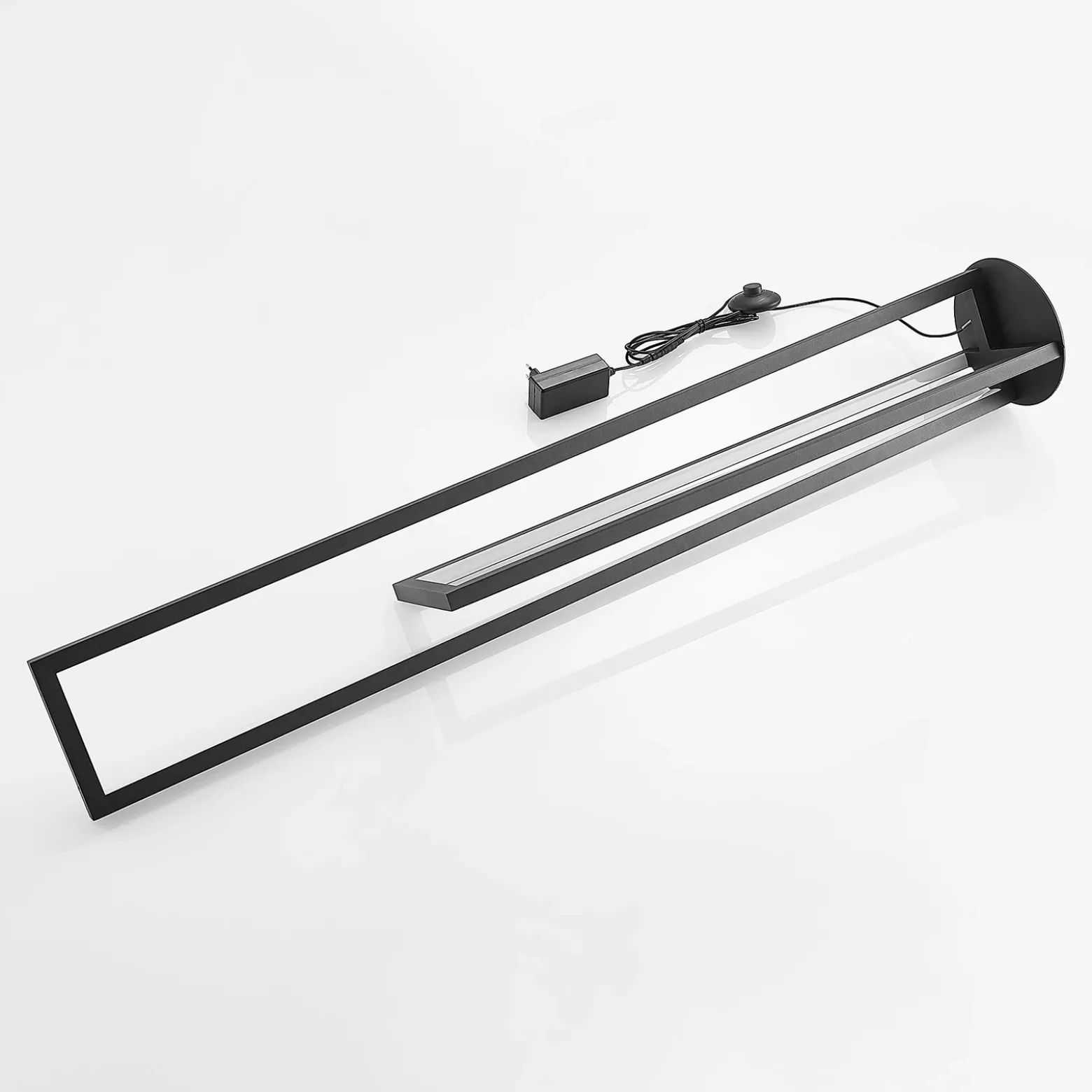Lucande Lámpara de pie LED Hylda, 123 cm, negro, aluminio