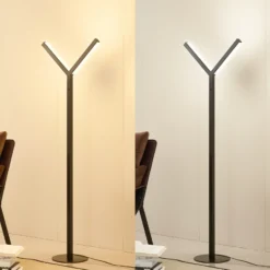 Lucande Lámpara de pie LED Ilian, negra, metal, CCT, atenuable