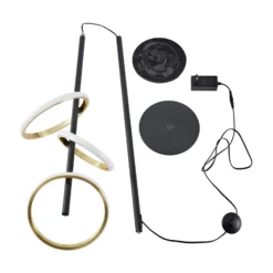Lucande lámpara de pie LED Madu, negra, metal, 160 cm, atenuable
