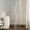 Lucande Lámpara de pie LED Mairia, plata, en forma de ola