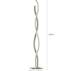 Lucande Lámpara de pie LED Mairia, plata, en forma de ola