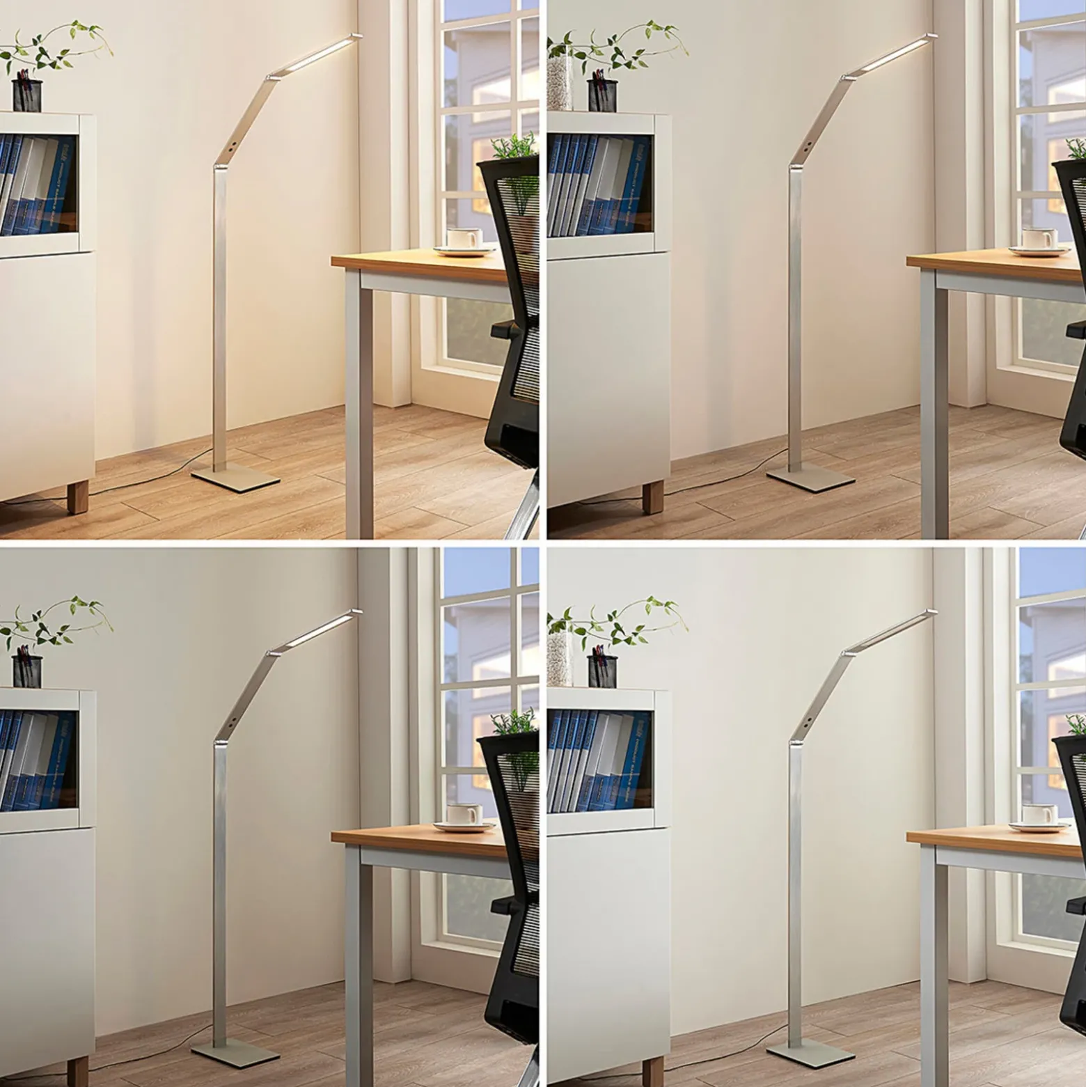 Lucande lámpara de pie LED Nicano, gris, metal, CCT, 125cm