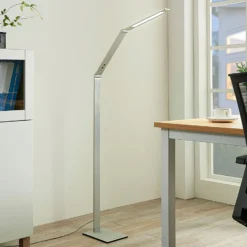 Lucande lámpara de pie LED Nicano, gris, metal, CCT, 125cm