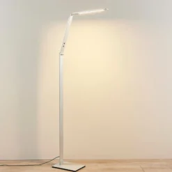 Lucande lámpara de pie LED Nicano, gris, metal, CCT, 125cm
