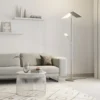 Lucande Lámpara de pie LED Parthena, níquel, metal, 180 cm