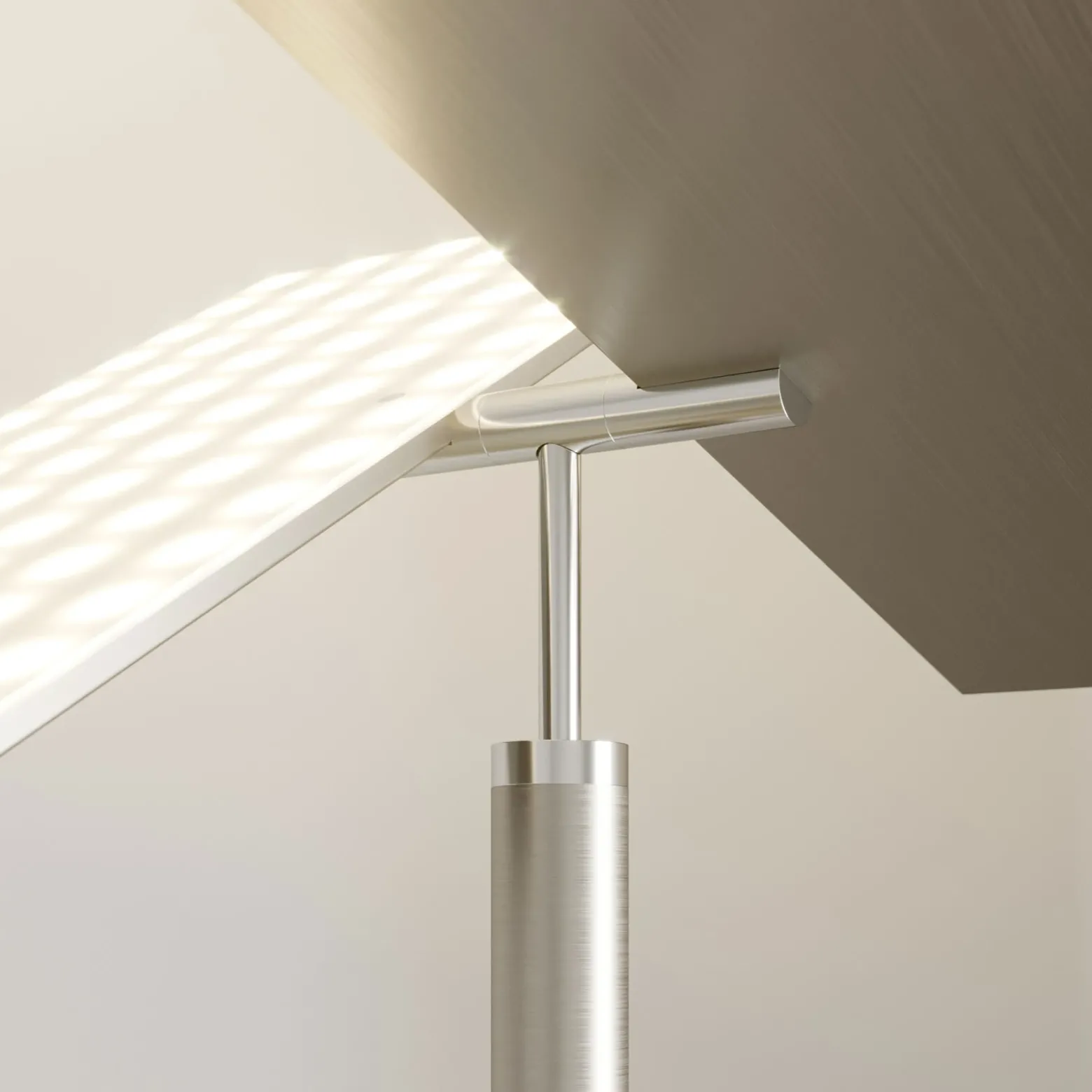 Lucande Lámpara de pie LED Parthena, níquel, metal, 180 cm