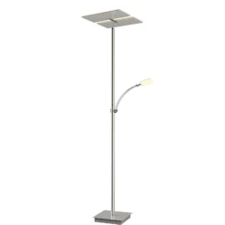 Lucande Lámpara de pie LED Parthena, níquel, metal, 180 cm