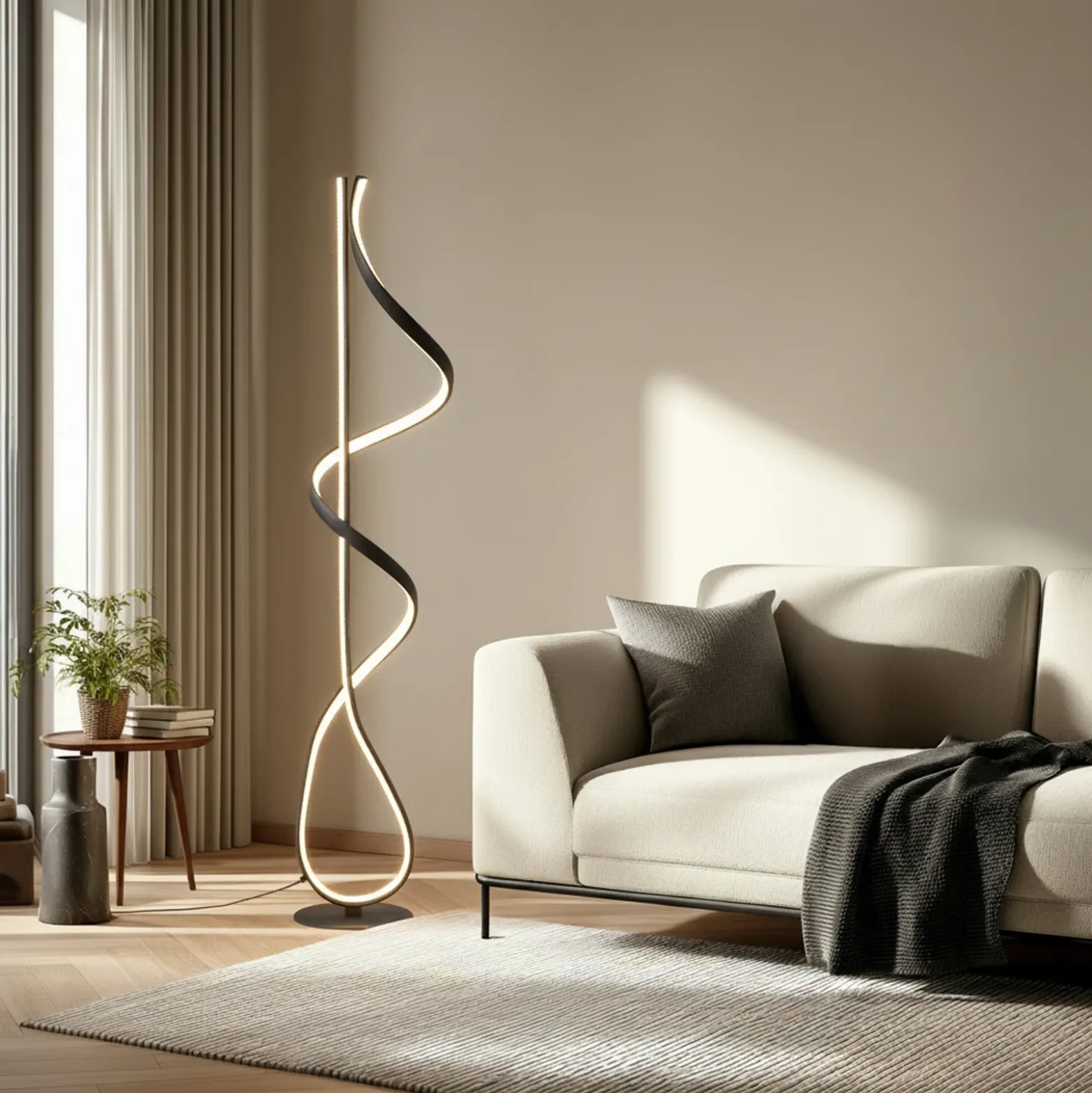 Lucande Lámpara de pie LED Rodado, negro, 132 cm, aluminio