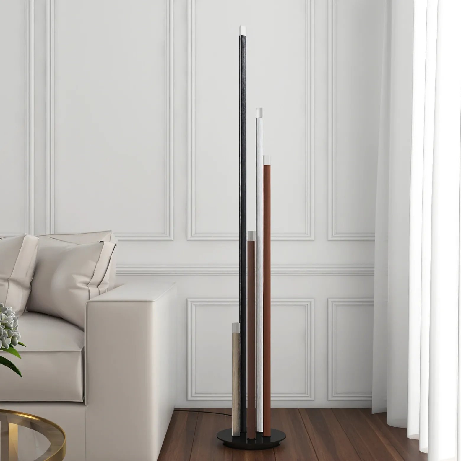 Lucande Lámpara de pie LED Stoika, 150 cm, 5 luces, metal