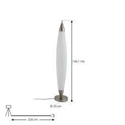 Lucande Lámpara de pie LED Tarell, blanco/níquel, 146 cm, atenuable