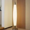 Lucande Lámpara de pie LED Tarell, blanco/níquel, 146 cm, atenuable