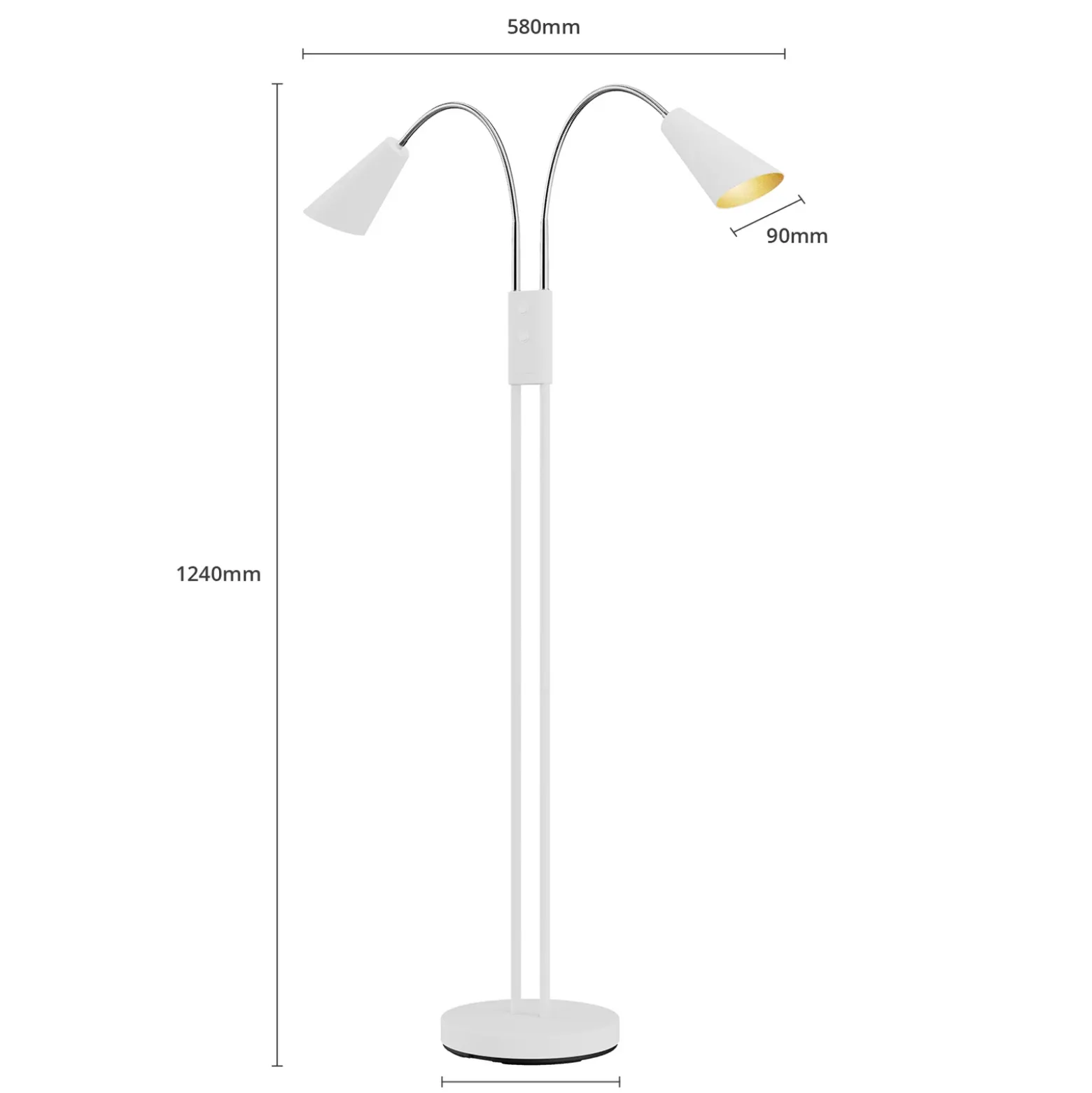 Lucande Lámpara de pie Medira, blanca, 2 luces, ajustable, GU10