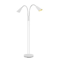 Lucande Lámpara de pie Medira, blanca, 2 luces, ajustable, GU10